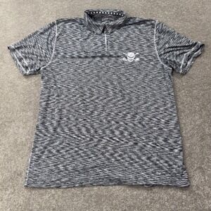 Tattoo Golf Polo Shirt Mens Large Black White Space Dye Skull Logo Quarter Zip L